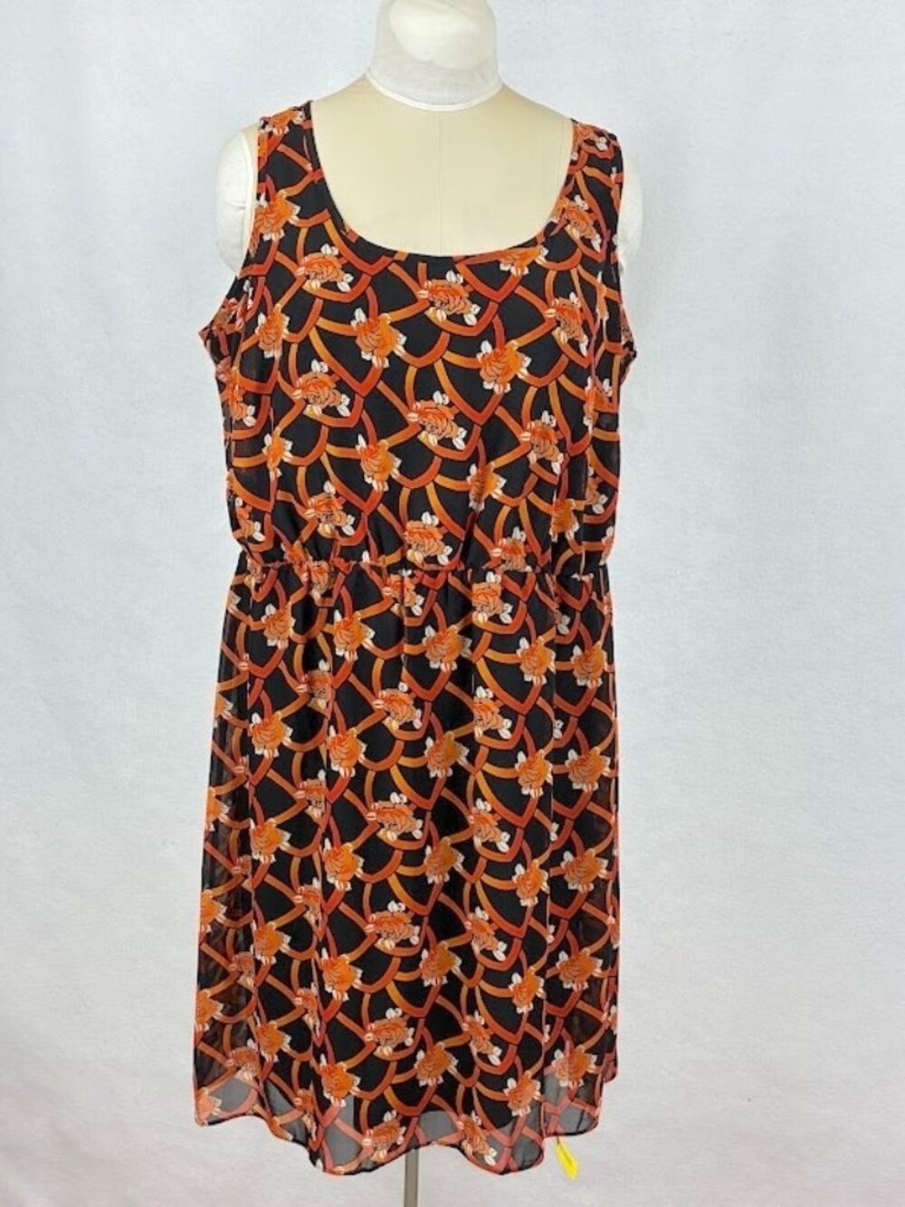 Simply Be A-Line Dress With Overlay Sleeveless Rose Print Fall Academia NWT 16